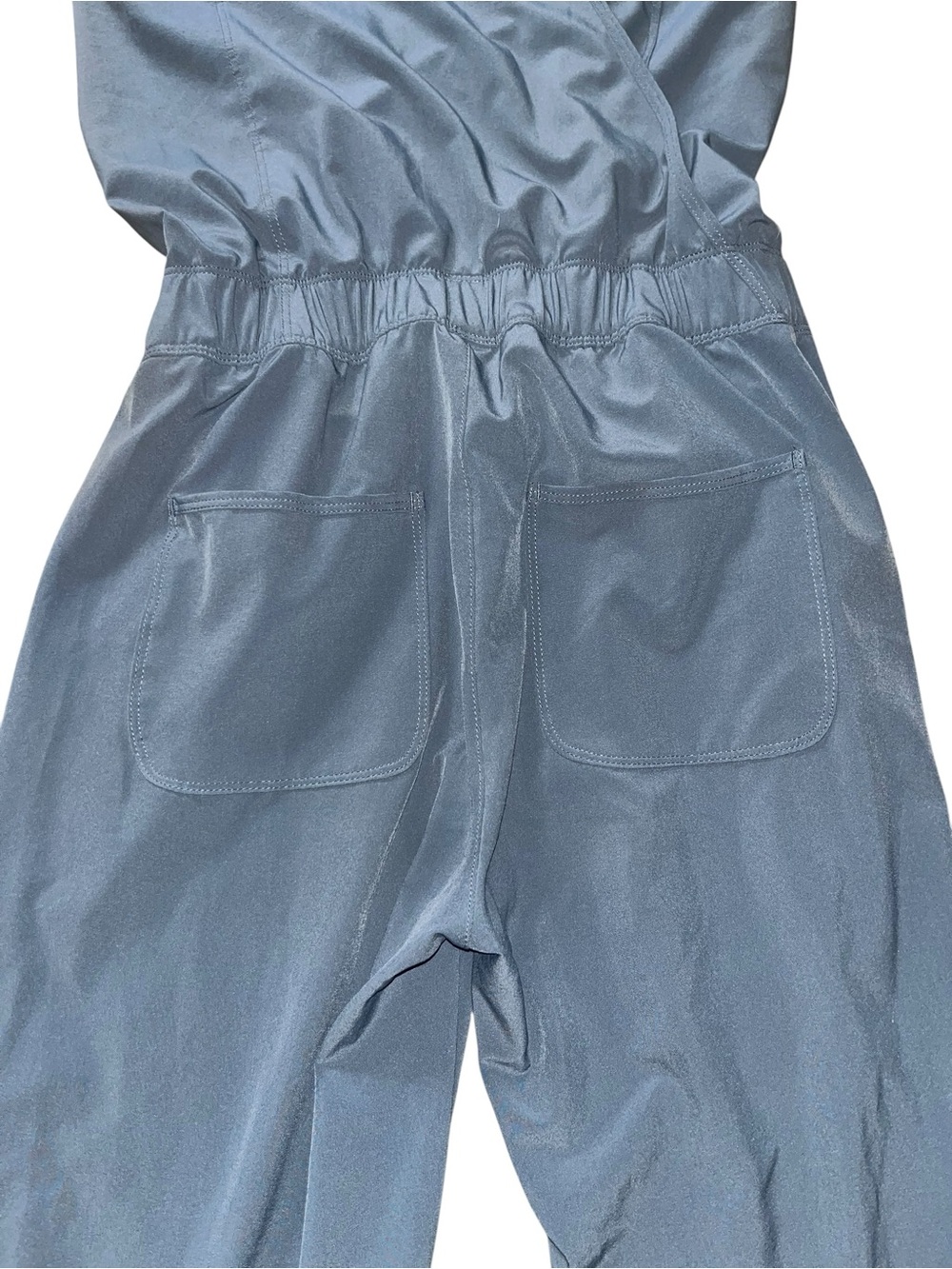 Patagonia Slate Blue Sleeveless Wide-Leg Jumpsuit with Tie Waist - Picture 6 of 7